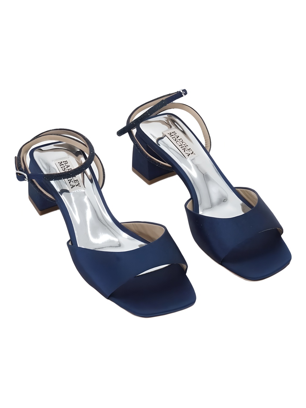 Badgley Mischka Infinity Womens Block Heel Evening Strap Sandal Navy Size 7